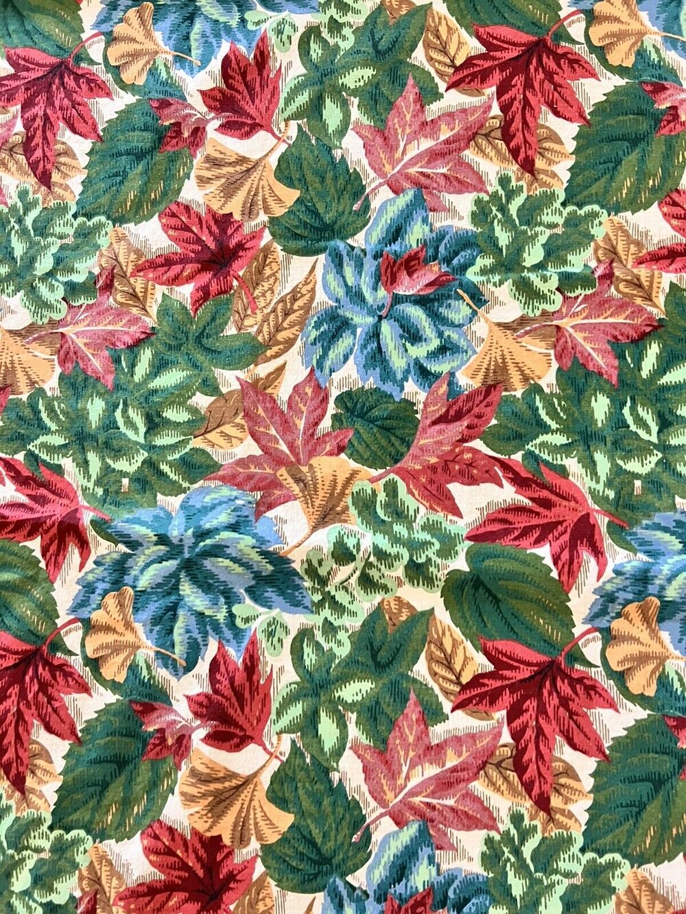 Vintage Wilton Court Floral Fall Winter Leaves Tablecloth 100" x 56" Beautiful!